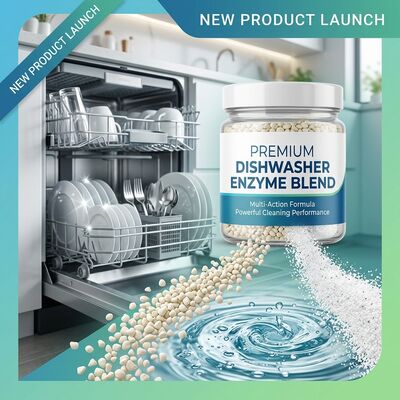 Harga yang bagus Campuran Enzim Pencuci Piring Otomatis Protease Amilase Butiran Berbusa Rendah Untuk Tablet Pencuci Piring on line